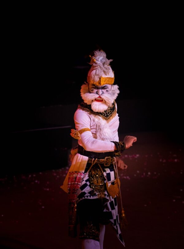 A person in a costume standing on a stage