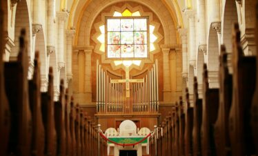 low angle photo of cathedral interior