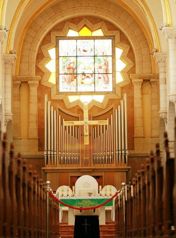 low angle photo of cathedral interior