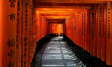 empty tunnel between red walls