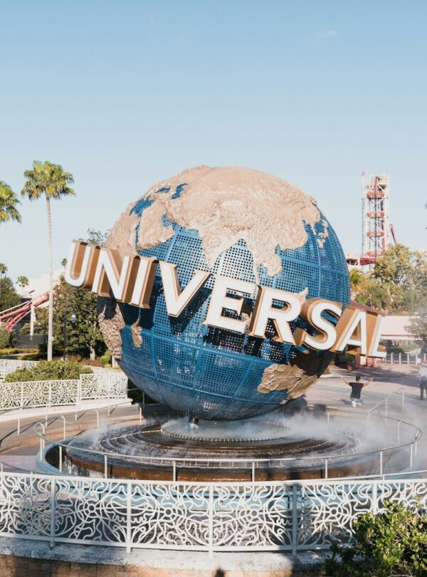 blue and white globe on fountain during daytime