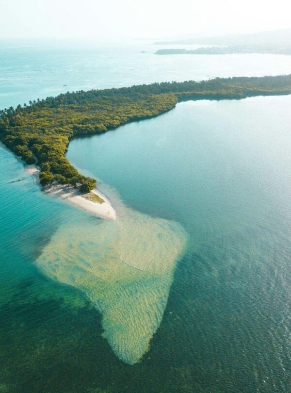 a small island in the middle of a body of water
