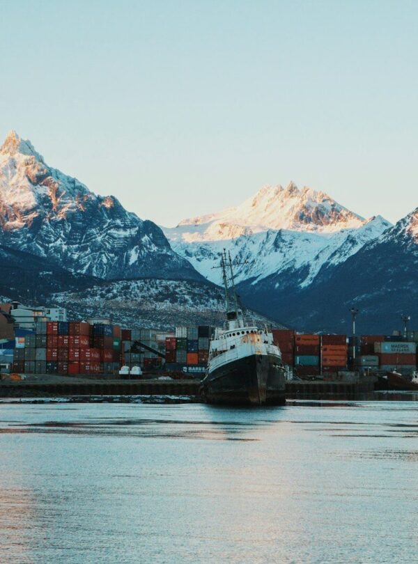a large boat floating on top of a body of water