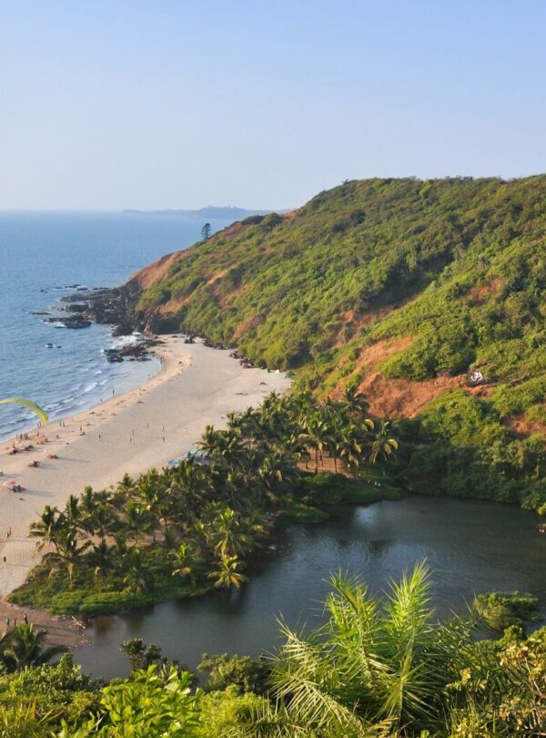 a view of a beach from a high point of view