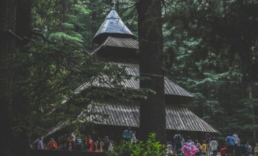 a group of people outside a building