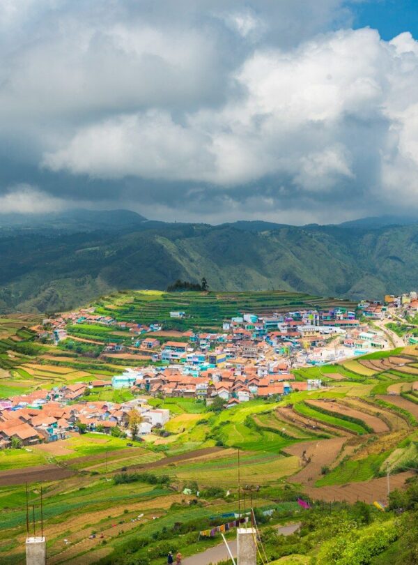 aerial view of city under cloudy sky during daytime